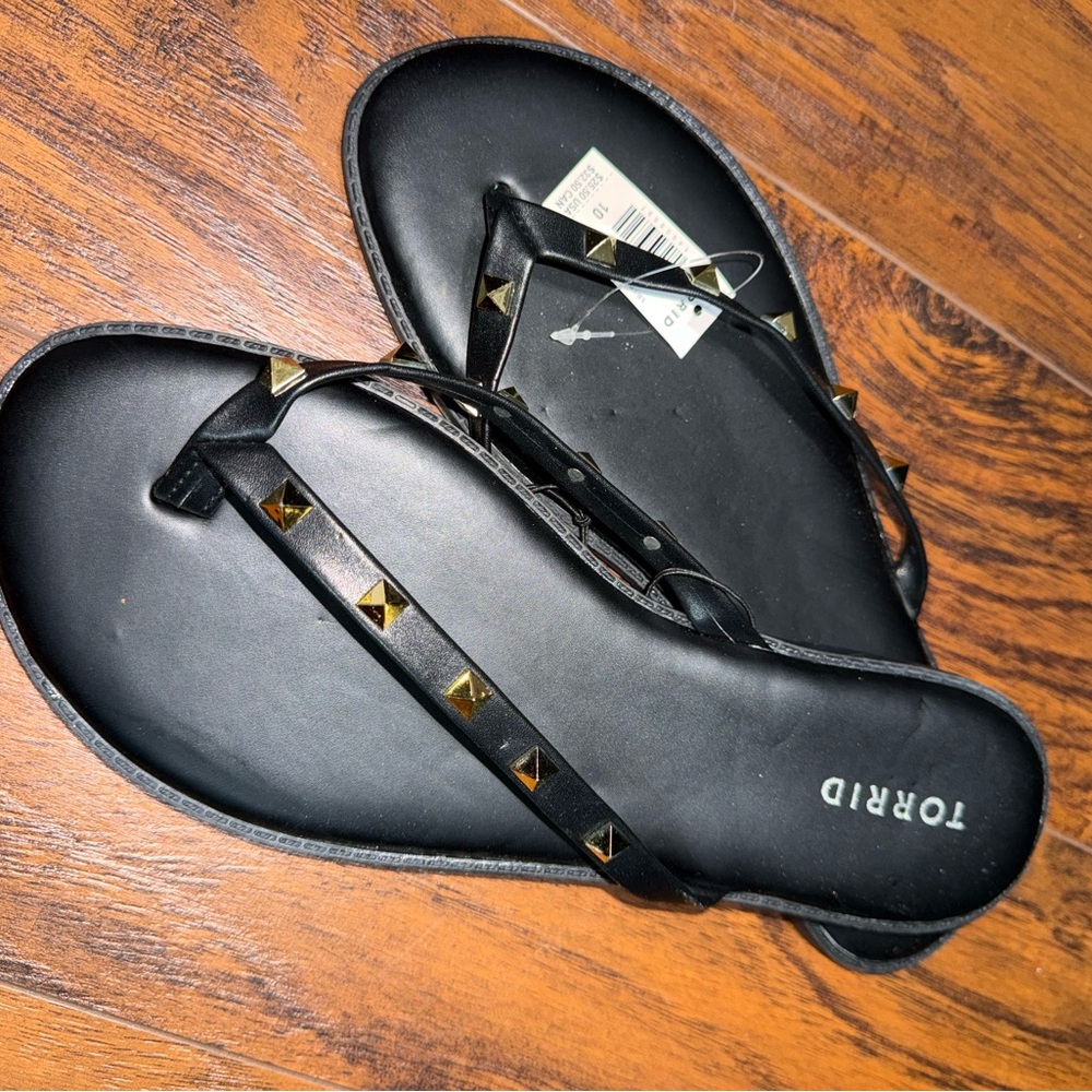 Torrid Black Sandals with Gold Accents
